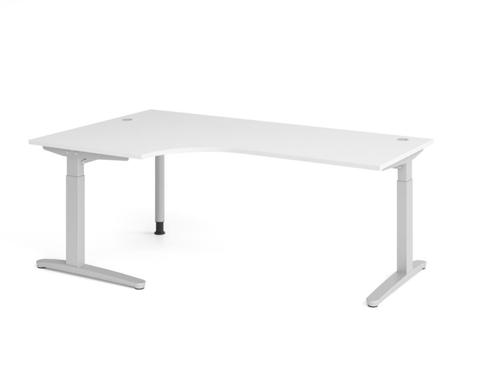 Produktbild Hammerbacher Schreibtisch C-Fuß 200x120cm 90 Grad Weiß/Silber