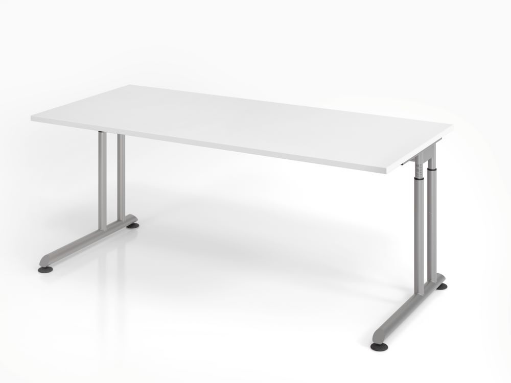 Hammerbacher Schreibtisch ZS19 C-Fuß 180 x 80 cm Weiß / Silber Produktbild Hammerbacher Schreibtisch ZS19 C-Fuß 180 x 80 cm Weiß / Silber