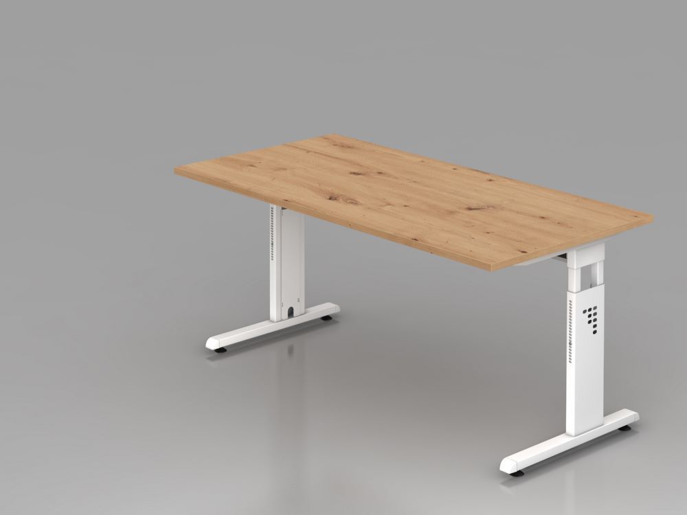 Hammerbacher Schreibtisch C-Fuß 160 x 80 cm Asteiche / Weiß Höhe 65 - 85 cm Produktbild Hammerbacher Schreibtisch C-Fuß 160 x 80 cm Asteiche / Weiß Höhe 65 - 85 cm