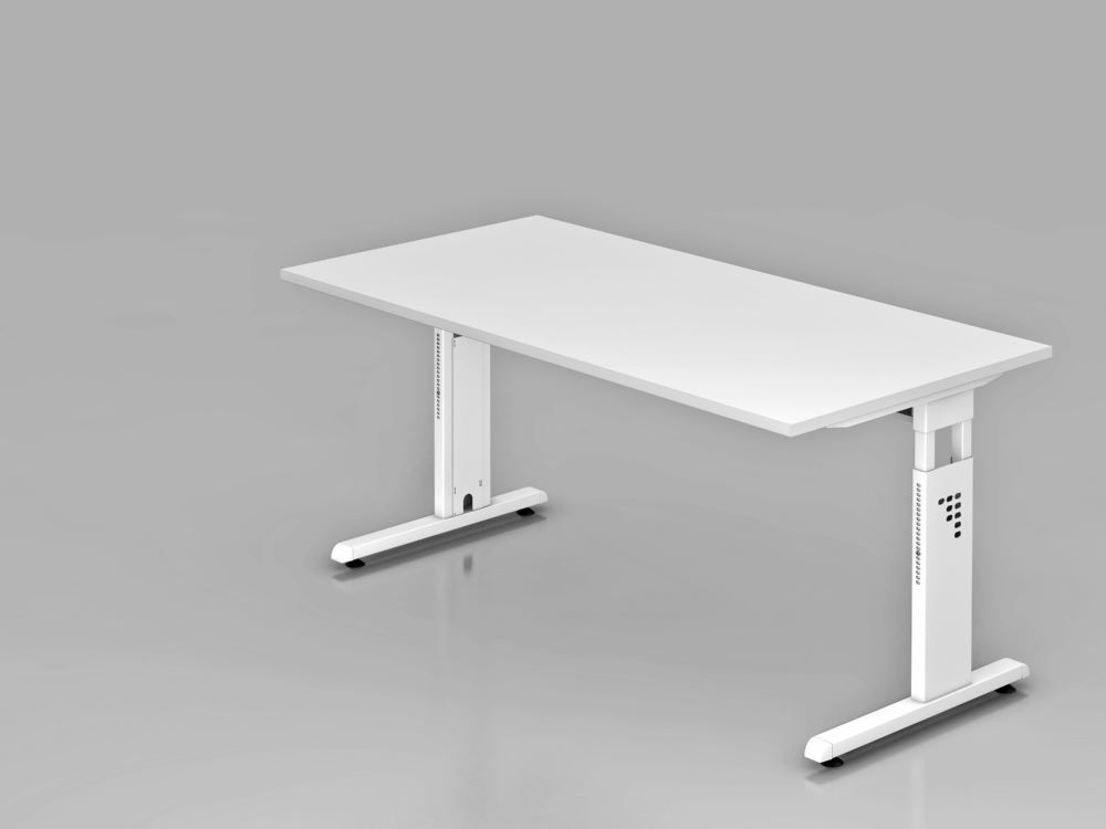 Hammerbacher Schreibtisch C-Fuß 160 x 80 cm Weiß / Weiß 2 mm ABS Kante Produktbild Hammerbacher Schreibtisch C-Fuß 160 x 80 cm Weiß / Weiß 2 mm ABS Kante