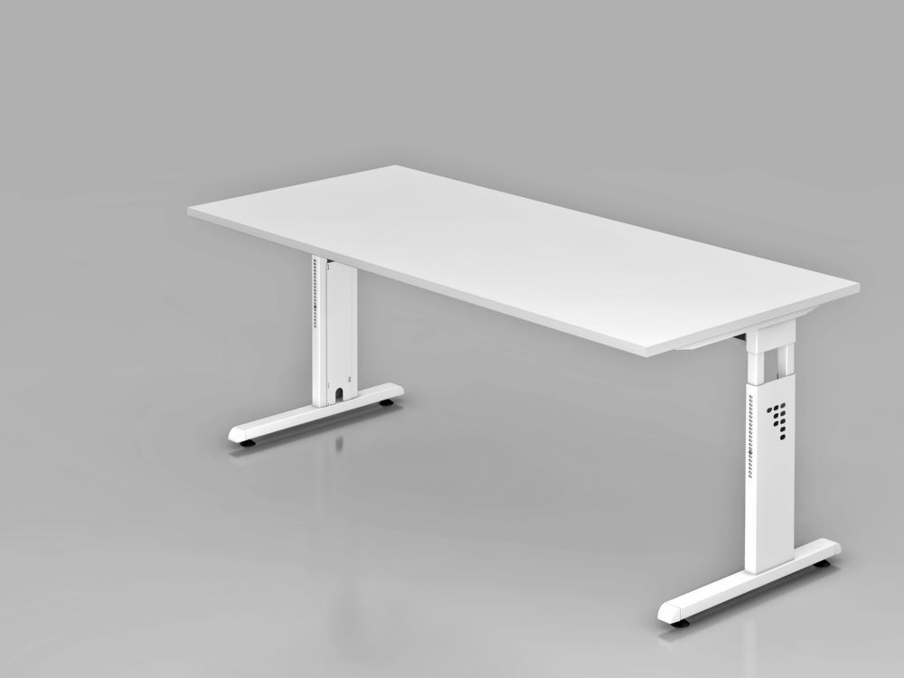Hammerbacher Schreibtisch C-Fuß 180 x 80 cm Weiß / Weiß Arbeitshöhe 65 - 85 cm Produktbild Hammerbacher Schreibtisch C-Fuß 180 x 80 cm Weiß / Weiß Arbeitshöhe 65 - 85 cm