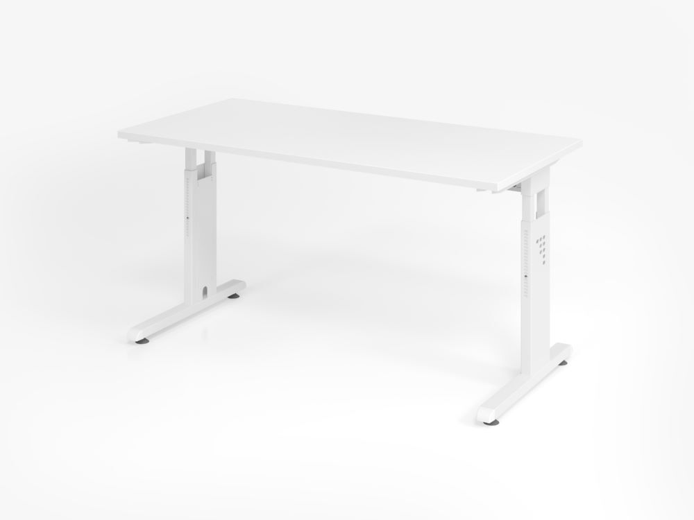 Hammerbacher Schreibtisch C-Fuß Höhe 65 - 85 cm 140 x 67 cm Weiß / Weiß Produktbild Hammerbacher Schreibtisch C-Fuß Höhe 65 - 85 cm 140 x 67 cm Weiß / Weiß
