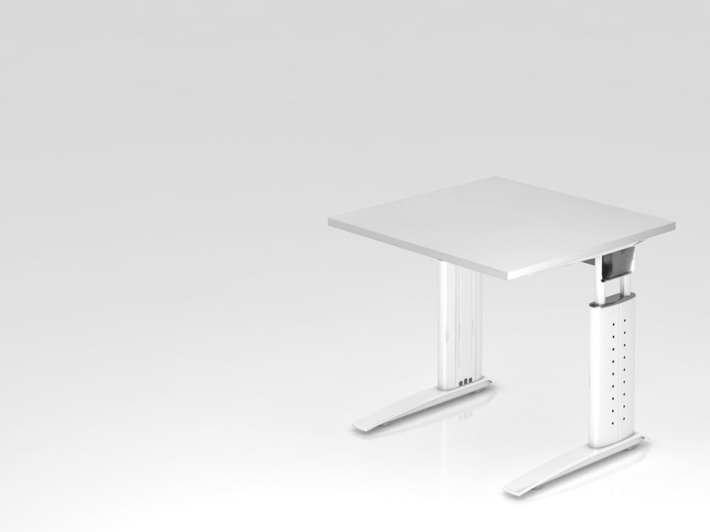 Hammerbacher Schreibtisch C-Fuß 80 x 80 cm Weiß / Weiß Produktbild Hammerbacher Schreibtisch C-Fuß 80 x 80 cm Weiß / Weiß