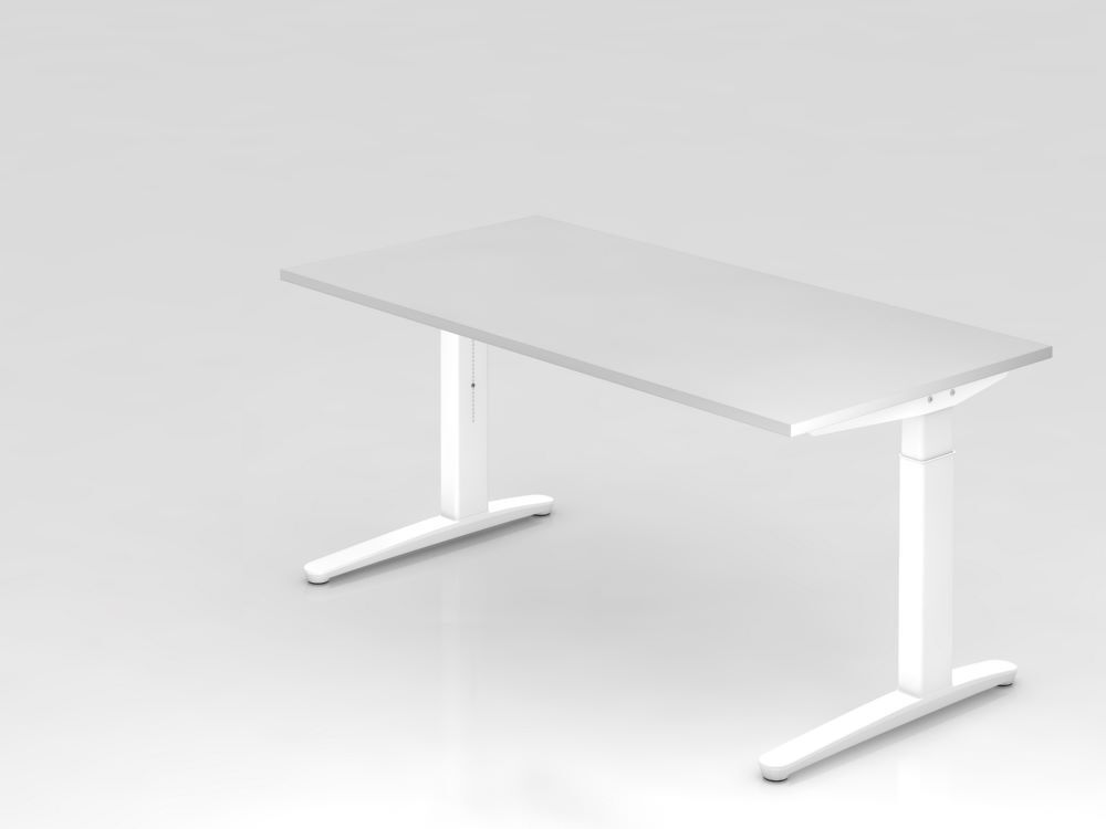 Hammerbacher Schreibtisch in weiß mit C Fuß Maße 160 x 80 cm Produktbild Hammerbacher Schreibtisch in weiß mit C Fuß Maße 160 x 80 cm