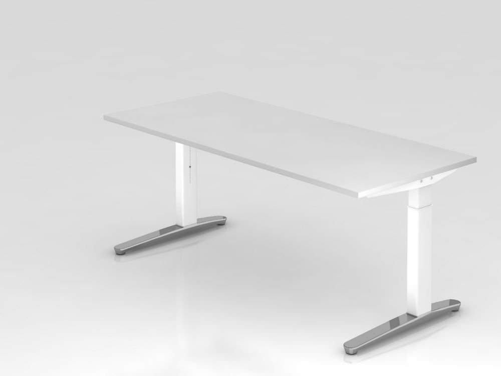 Hammerbacher Schreibtisch C Fuß in weiß 180 x 80 cm Platte in weiß Produktbild Hammerbacher Schreibtisch C Fuß in weiß 180 x 80 cm Platte in weiß