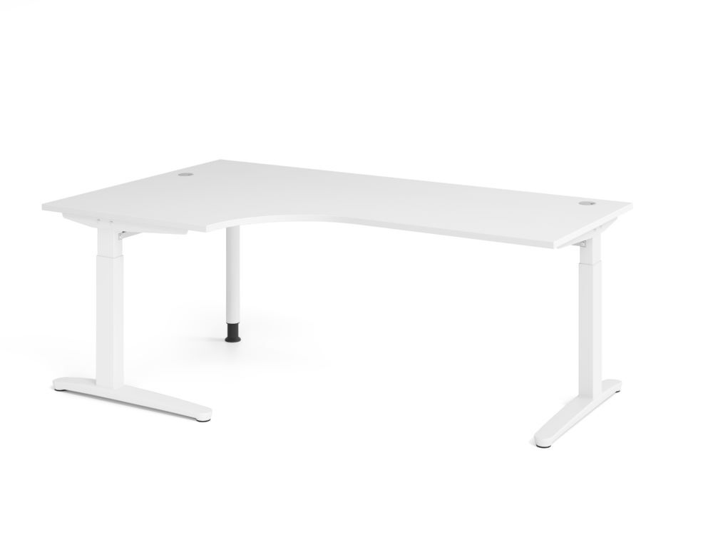 Produktbild Hammerbacher Schreibtisch C-Fuß 200x120cm 90 Grad Weiß/Weiß