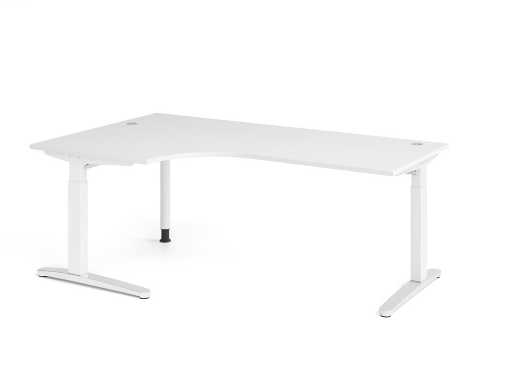 Produktbild Hammerbacher Schreibtisch C-Fuß 200x120cm 90 Grad Weiß/Weiß