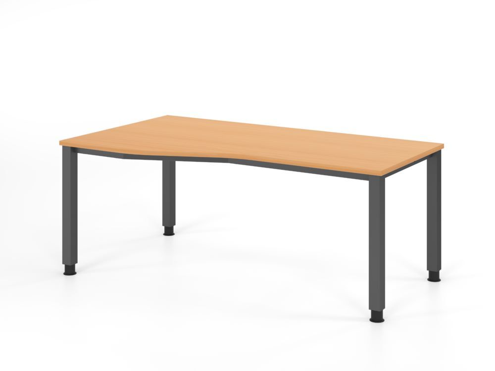 Produktbild Hammerbacher Schreibtisch 4 Fuß eckig 180x100/80cm Buche