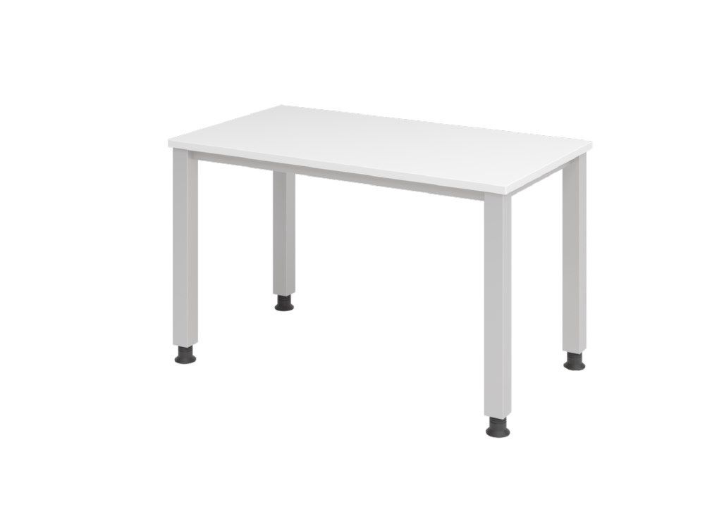 Hammerbacher Schreibtisch 4 Fuß eckig 120 x 67 cm Weiß silber Produktbild Hammerbacher Schreibtisch 4 Fuß eckig 120 x 67 cm Weiß silber