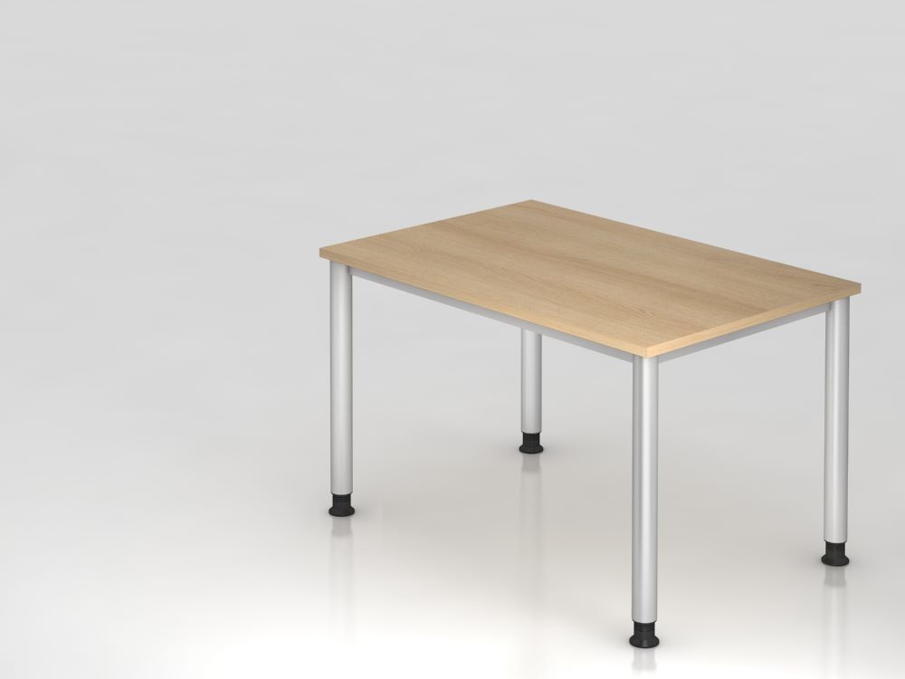 Hammerbacher Schreibtisch 4 Fuß 120 x 80 cm Eiche / Silber Produktbild Hammerbacher Schreibtisch 4 Fuß 120 x 80 cm Eiche / Silber