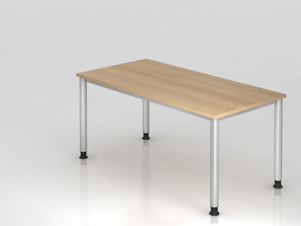 Hammerbacher Schreibtisch 4 Fuß 160 x 80 cm Eiche / Silber Arbeitshöhe 68,5 - 81cm Produktbild Hammerbacher Schreibtisch 4 Fuß 160 x 80 cm Eiche / Silber Arbeitshöhe 68,5 - 81cm