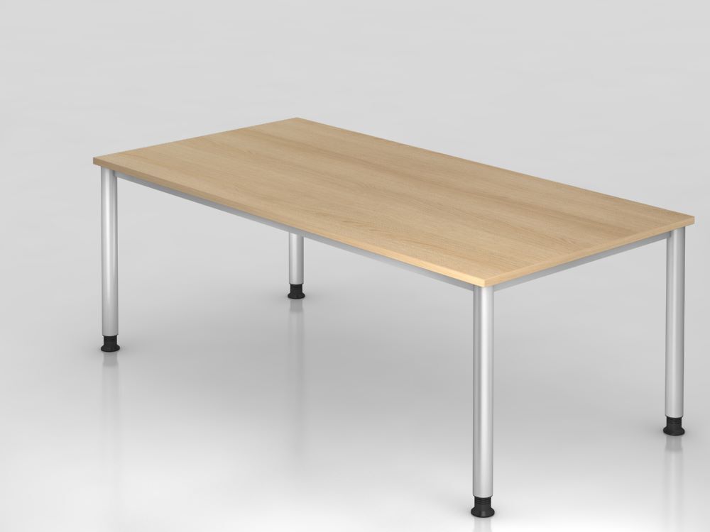 Hammerbacher Schreibtisch höhe 68,5 - 81 cm 4 Fuß 200 x 100 cm Eiche / Silber Produktbild Hammerbacher Schreibtisch höhe 68,5 - 81 cm 4 Fuß 200 x 100 cm Eiche / Silber