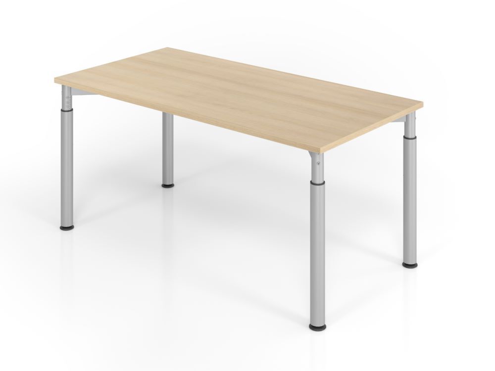 Hammerbacher Schreibtisch 4 Fuß 160 x 80 cm Eiche / Silber Arbeitshöhe 68 - 82 cm Produktbild Hammerbacher Schreibtisch 4 Fuß 160 x 80 cm Eiche / Silber Arbeitshöhe 68 - 82 cm