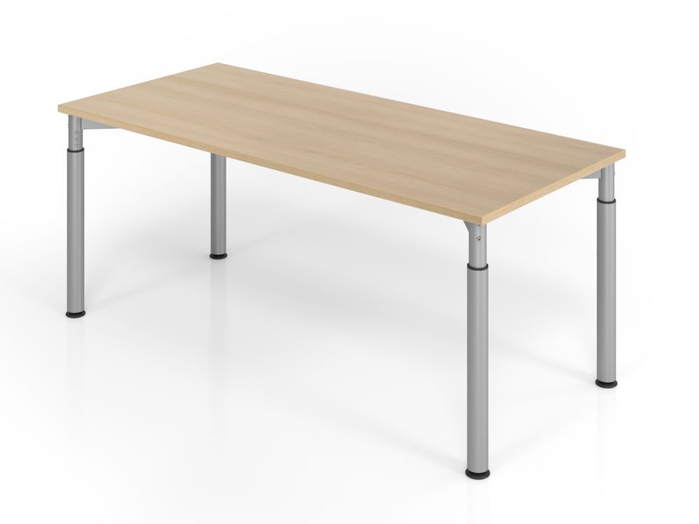Hammerbacher Schreibtisch YS19 4 Fuß 180 x 80 cm Eiche / Silber höheneinstellbar Produktbild Hammerbacher Schreibtisch YS19 4 Fuß 180 x 80 cm Eiche / Silber höheneinstellbar
