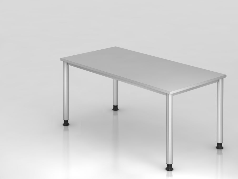 Hammerbacher Schreibtisch 4 Fuß 160 x 80 cm Platte 25 mm Grau / Silber Produktbild Hammerbacher Schreibtisch 4 Fuß 160 x 80 cm Platte 25 mm Grau / Silber