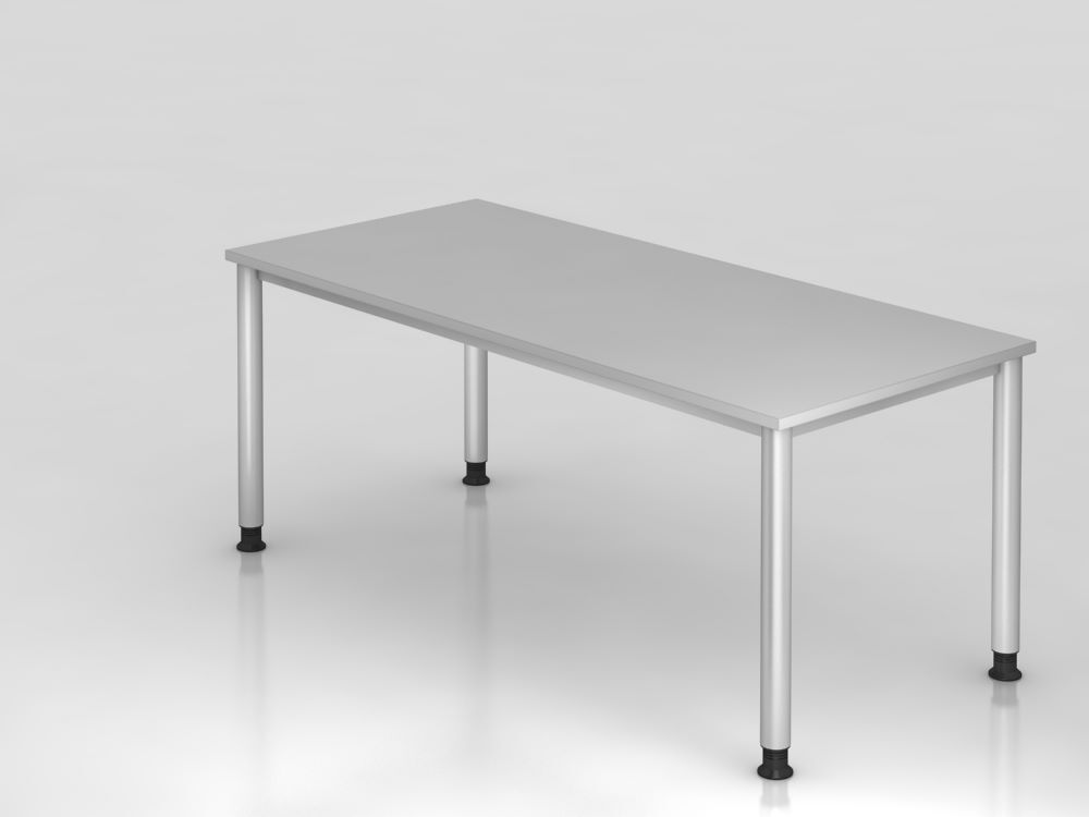 Hammerbacher Schreibtisch 4 Fuß 180 x 80 cm Höhe 68,5 - 81cm Grau / Silber Produktbild Hammerbacher Schreibtisch 4 Fuß 180 x 80 cm Höhe 68,5 - 81cm Grau / Silber