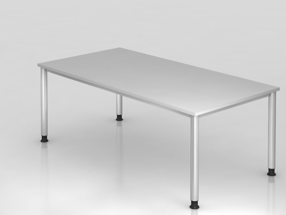 Hammerbacher Schreibtisch 4 Fuß 200x100cm Grau / Silber 2 mm ABS-Kante Produktbild Hammerbacher Schreibtisch 4 Fuß 200x100cm Grau / Silber 2 mm ABS-Kante