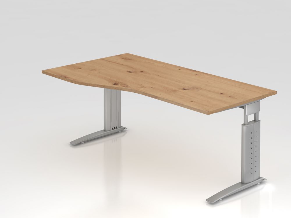 Produktbild Hammerbacher Schreibtisch C-Fuß 180x100/80cm Asteiche/Silber