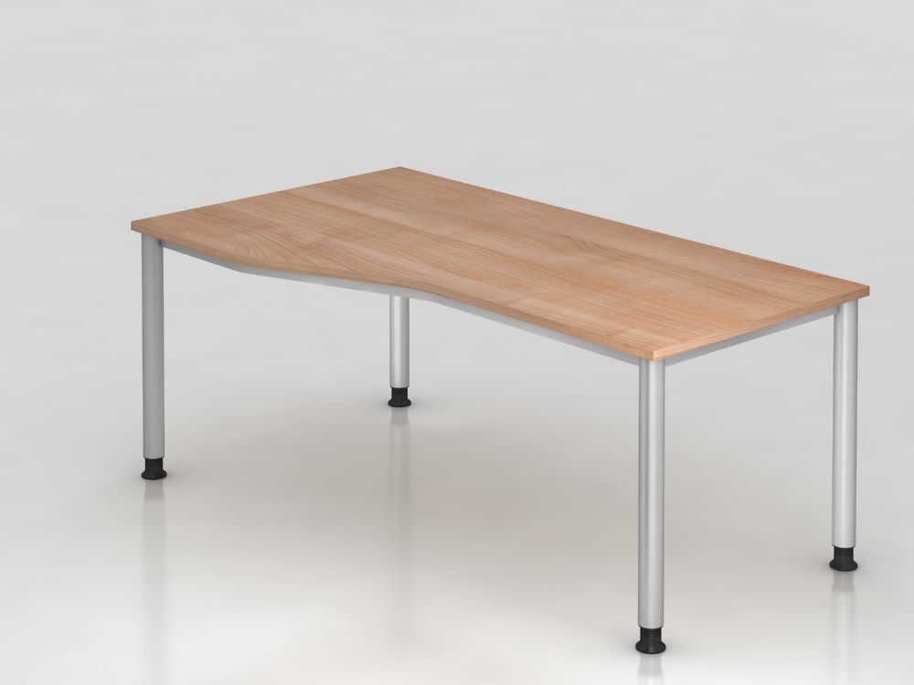 Hammerbacher Schreibtisch HS18 4 Fuß 180 x 100 / 80 cm Nussbaum Platte 25 mm Produktbild Hammerbacher Schreibtisch HS18 4 Fuß 180 x 100 / 80 cm Nussbaum Platte 25 mm
