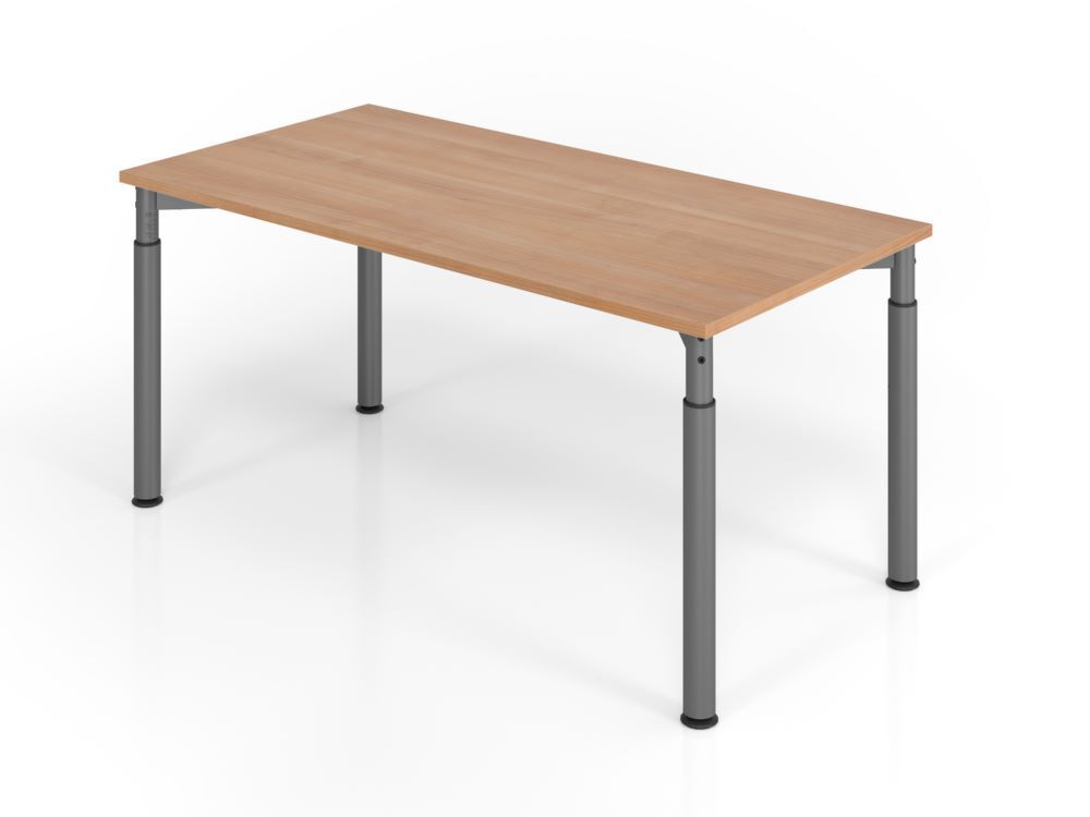 Hammerbacher Schreibtisch YS16 4 Fuß 160 x 80 cm Nussbaum / Graphit Höhe 68 - 82 cm Produktbild Hammerbacher Schreibtisch YS16 4 Fuß 160 x 80 cm Nussbaum / Graphit Höhe 68 - 82 cm
