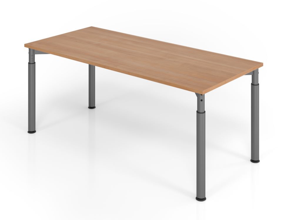 Hammerbacher Schreibtisch 4 Fuß höheneinstellbar 180 x 80 cm Nussbau / Graphit Produktbild Hammerbacher Schreibtisch 4 Fuß höheneinstellbar 180 x 80 cm Nussbau / Graphit