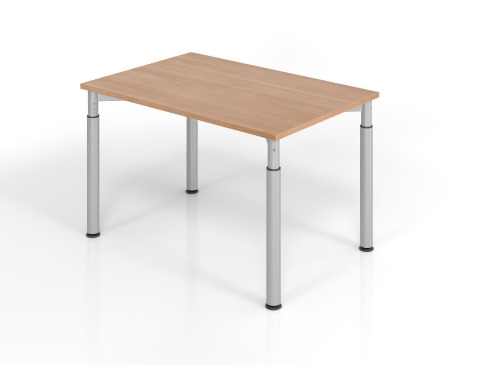 Hammerbacher Schreibtisch 4 Fuß 120 x 80 cm Nussbaum / Silber Höhe 68 - 82 cm Produktbild Hammerbacher Schreibtisch 4 Fuß 120 x 80 cm Nussbaum / Silber Höhe 68 - 82 cm