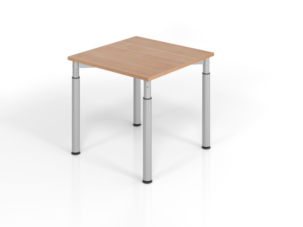 Hammerbacher Schreibtisch 4 Füße verstellbar 80 x 80 cm Nussbaum Silber Produktbild Hammerbacher Schreibtisch 4 Füße verstellbar 80 x 80 cm Nussbaum Silber