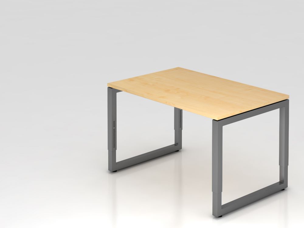 Hammerbacher Schreibtisch O-Fuß eckig 120 x 80 cm Ahorn / Graphit Arbeitshöhe 65 - 85 cm Produktbild Hammerbacher Schreibtisch O-Fuß eckig 120 x 80 cm Ahorn / Graphit Arbeitshöhe 65 - 85 cm