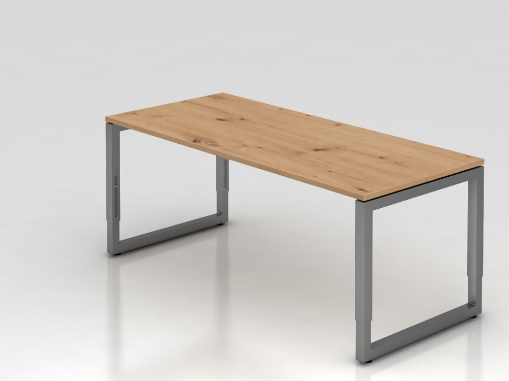 Hammerbacher Schreibtisch O-Fuß eckig 180 x 80 cm Asteiche / Graphit Produktbild Hammerbacher Schreibtisch O-Fuß eckig 180 x 80 cm Asteiche / Graphit