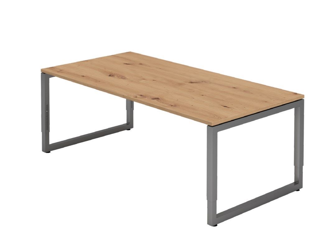 Hammerbacher Schreibtisch O-Fuß eckig 200 x 100 cm Asteiche Graphit Produktbild Hammerbacher Schreibtisch O-Fuß eckig 200 x 100 cm Asteiche Graphit