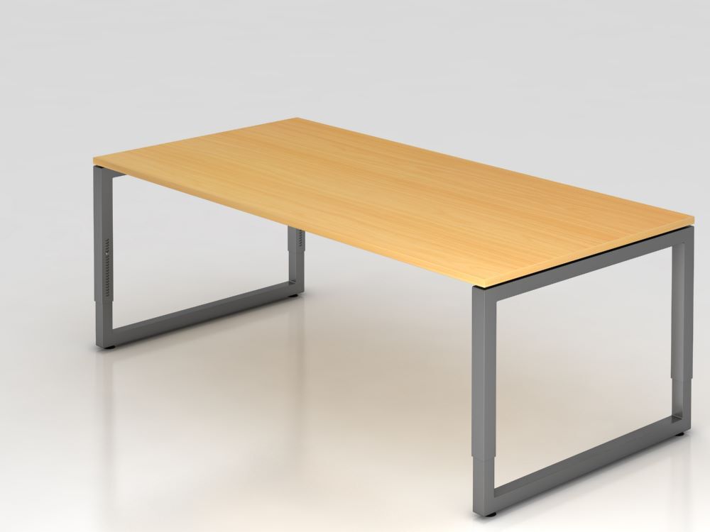 Hammerbacher Schreibtisch O-Fuß eckig Höhe 65 - 85 cm 200 x 100 cm Buche / Graphit