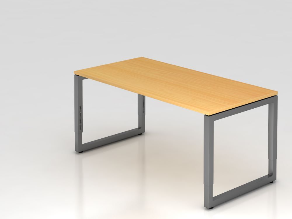 Hammerbacher Schreibtisch RS16 O-Fuß eckig 160 x 80 cm höheneinstellbar Buche / Graphit Produktbild Hammerbacher Schreibtisch RS16 O-Fuß eckig 160 x 80 cm höheneinstellbar Buche / Graphit