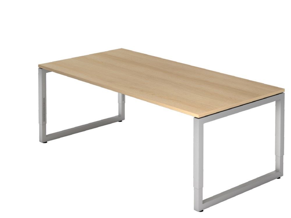 Hammerbacher Schreibtisch O-Fuß eckig 200 x 100 cm Eiche Arbeitshöhe 65 - 85 cm Produktbild Hammerbacher Schreibtisch O-Fuß eckig 200 x 100 cm Eiche Arbeitshöhe 65 - 85 cm