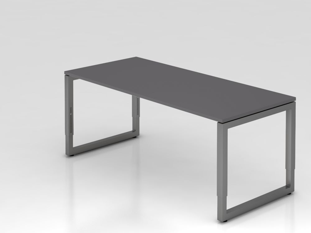 Produktbild Hammerbacher Schreibtisch O-Fuß eckig 180x80cm Graphit/Graphit