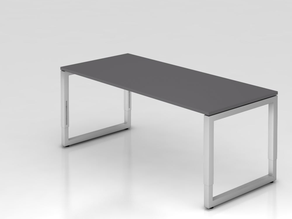 Produktbild Hammerbacher Schreibtisch O-Fuß eckig 180x80cm Graphit/Silber