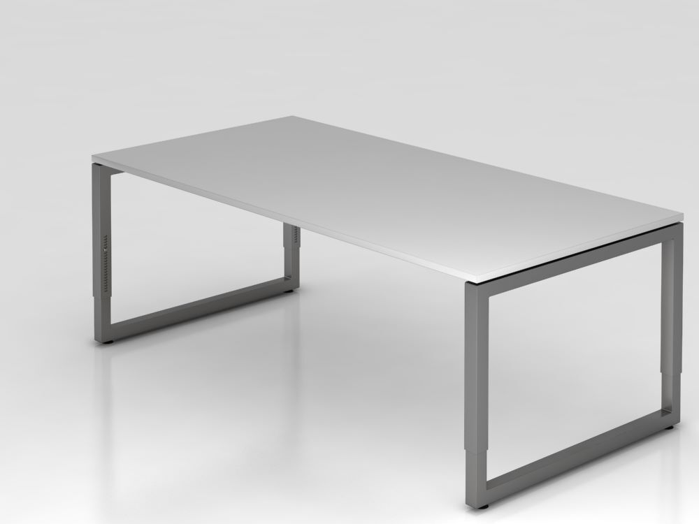 Hammerbacher Schreibtisch höheneinstellbar O-Fuß eckig 200 x 100 cm Grau / Graphit Produktbild Hammerbacher Schreibtisch höheneinstellbar O-Fuß eckig 200 x 100 cm Grau / Graphit