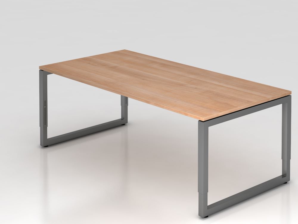 Hammerbacher Schreibtisch O-Fuß eckig 200 x 100 cm Nussbaum / Graphit Produktbild Hammerbacher Schreibtisch O-Fuß eckig 200 x 100 cm Nussbaum / Graphit
