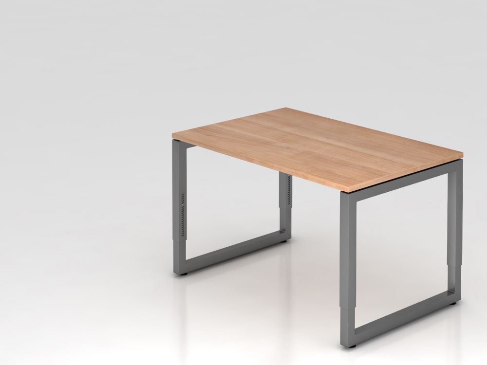 Hammerbacher Schreibtisch O-Fuß eckig 120 x 80 cm Nussbaum höheneinstellbar Produktbild Hammerbacher Schreibtisch O-Fuß eckig 120 x 80 cm Nussbaum höheneinstellbar