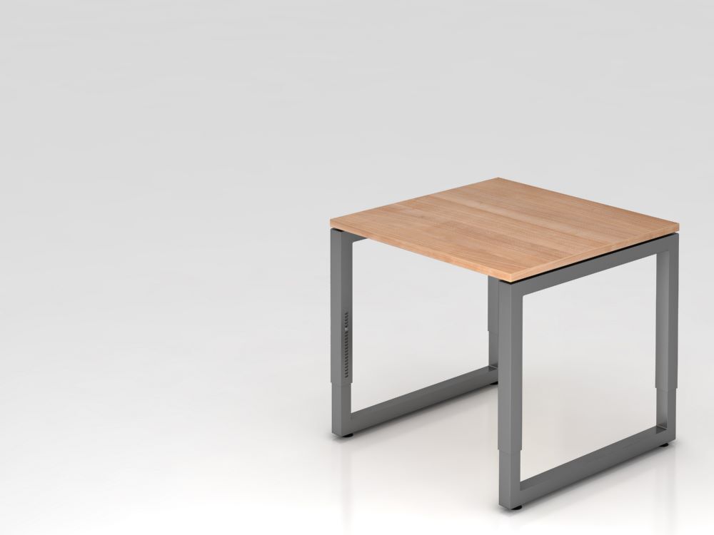 Hammerbacher Schreibtisch O-Fuß Höhe 65 - 85 cm eckig 80 x 80 cm Nussbaum Graphit Produktbild Hammerbacher Schreibtisch O-Fuß Höhe 65 - 85 cm eckig 80 x 80 cm Nussbaum Graphit