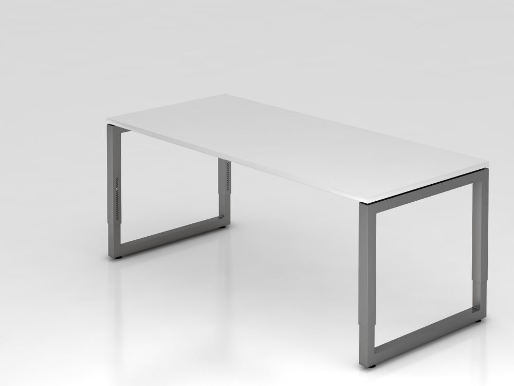 Hammerbacher Schreibtisch O-Fuß eckig Weiß / Graphit 180 x 80 cm Produktbild Hammerbacher Schreibtisch O-Fuß eckig Weiß / Graphit 180 x 80 cm