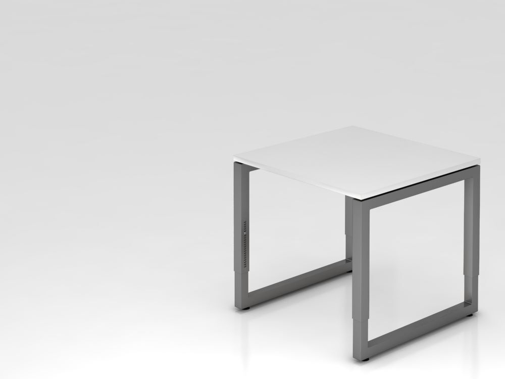 Hammerbacher RS08 Schreibtisch O-Fuß eckig 80 x 80 cm Weiß / Graphit Höhe 65 - 85 cm Produktbild Hammerbacher RS08 Schreibtisch O-Fuß eckig 80 x 80 cm Weiß / Graphit Höhe 65 - 85 cm