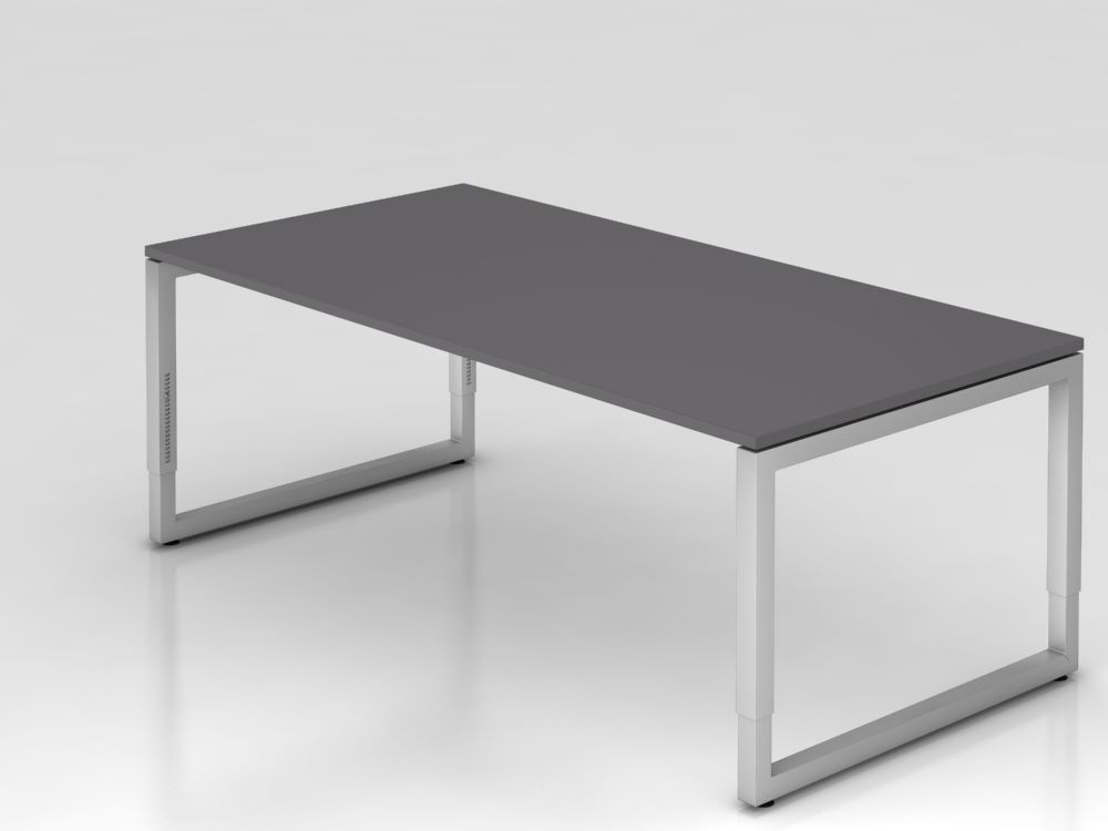Produktbild Hammerbacher Schreibtisch O-Fuß eckig 200x100cm Graphit/Silber