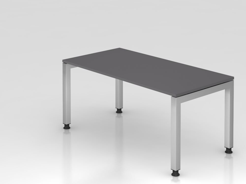 Produktbild Hammerbacher Schreibtisch U-Fuß eckig 160x80cm Graphit/Silber