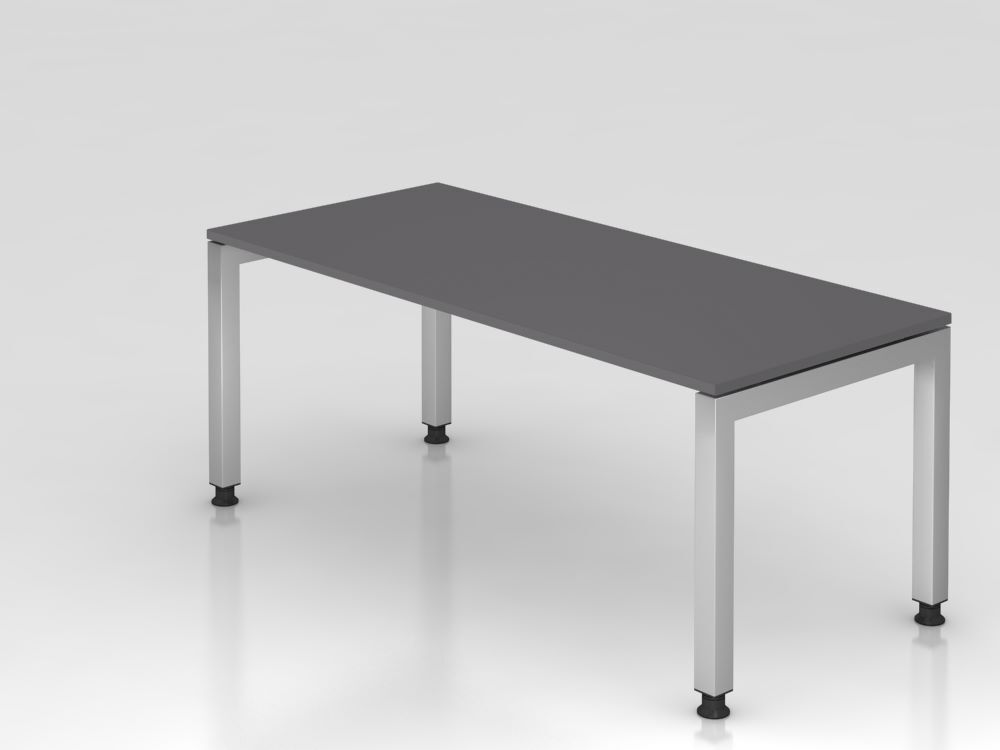 Produktbild Hammerbacher Schreibtisch U-Fuß eckig 180x80cm Graphit/Silber