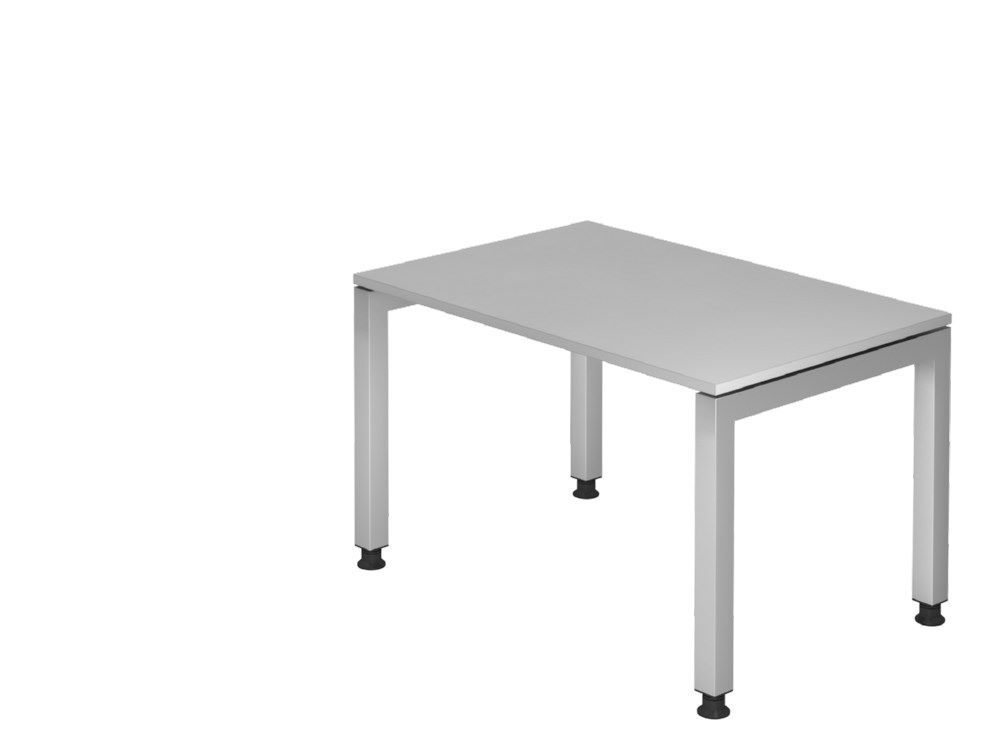 Hammerbacher Schreibtisch U-Fuß eckig 120 x 80 cm Grau 4-Fuß-Gestell in Silber  Produktbild Hammerbacher Schreibtisch U-Fuß eckig 120 x 80 cm Grau 4-Fuß-Gestell in Silber