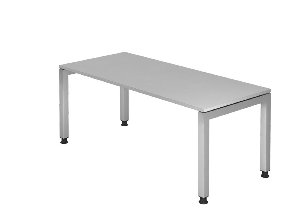 Hammerbacher Schreibtisch U-Fuß eckig 180 x 80 cm Grau Arbeitshöhe 68 - 76 cm Produktbild Hammerbacher Schreibtisch U-Fuß eckig 180 x 80 cm Grau Arbeitshöhe 68 - 76 cm