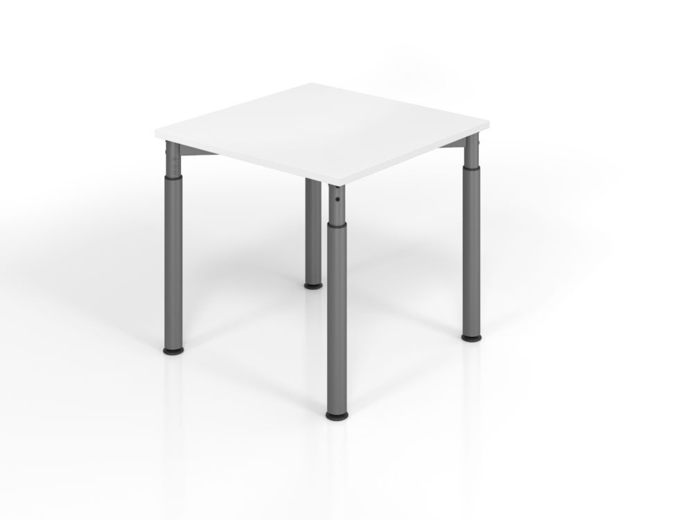 Hammerbacher Schreibtisch 80 x 80 cm Arbeitshöhe verstellbar Weiß Produktbild Hammerbacher Schreibtisch 80 x 80 cm Arbeitshöhe verstellbar Weiß