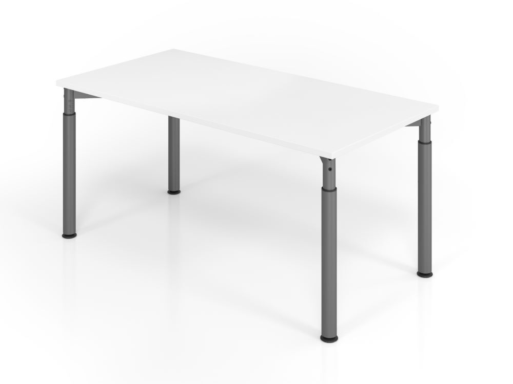 Hammerbacher Schreibtisch 4-Fuß Gestell in Graphit 160 x 80 cm Weiß Arbeitshöhe 68 - 82 cm Produktbild Hammerbacher Schreibtisch 4-Fuß Gestell in Graphit 160 x 80 cm Weiß Arbeitshöhe 68 - 82 cm