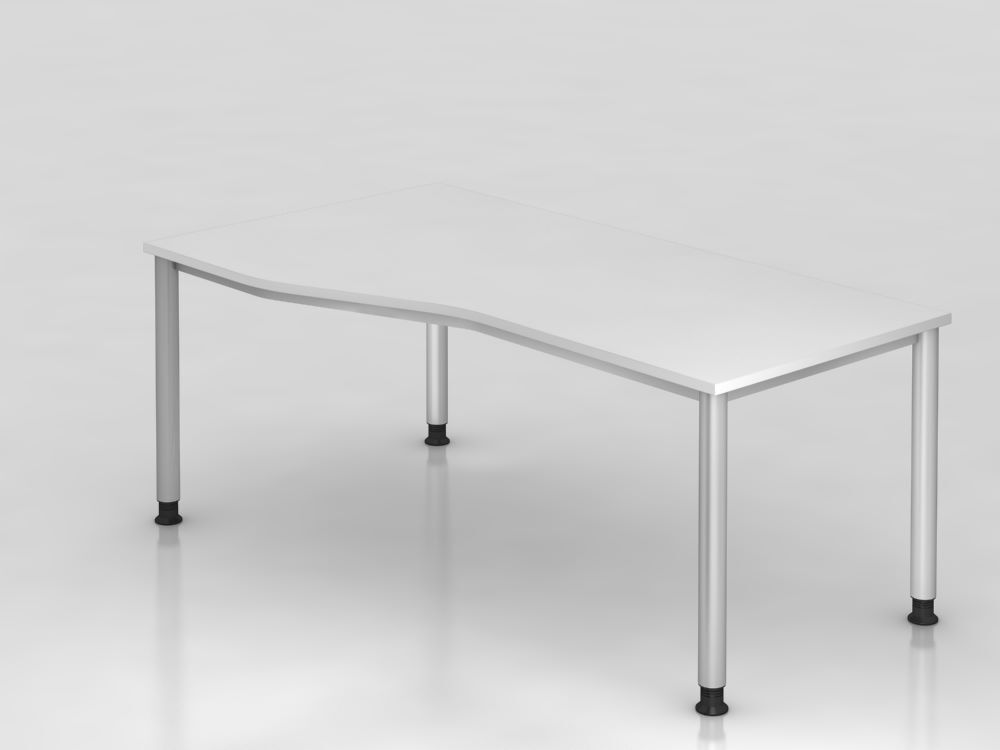 Hammerbacher Schreibtisch HS18 4 Fuß 180 x 100 / 80 cm Weiß / Silber Höhe 68,5 - 81 cm Produktbild Hammerbacher Schreibtisch HS18 4 Fuß 180 x 100 / 80 cm Weiß / Silber Höhe 68,5 - 81 cm