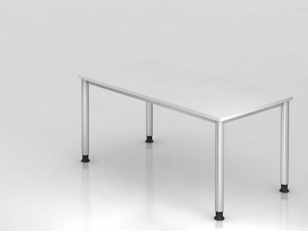 Hammerbacher Schreibtisch 4 Fuß 160 x 80 cm Weiß / Silber stufenlos einstellbar Produktbild Hammerbacher Schreibtisch 4 Fuß 160 x 80 cm Weiß / Silber stufenlos einstellbar